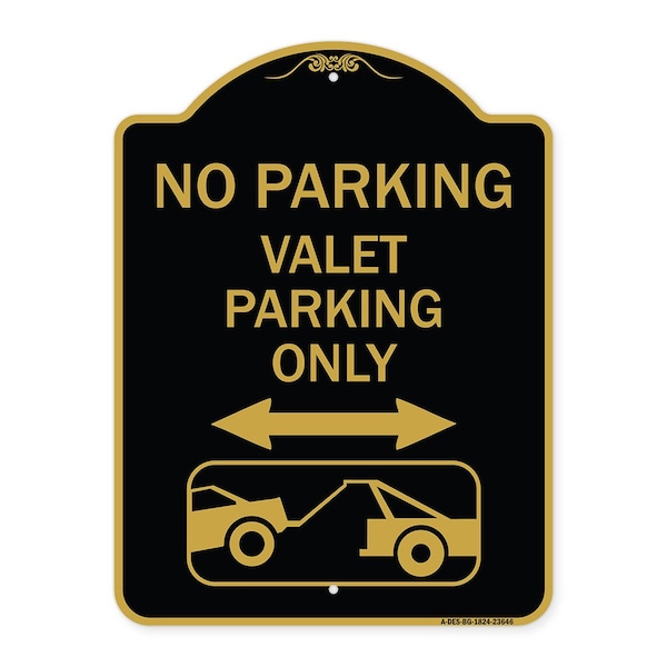 Signmission No Parking Valet Parking W/ Bidirectional Arrow & Car Tow Graphic Alum, 18" x 24", BG-1824-23646 A-DES-BG-1824-23646 - main